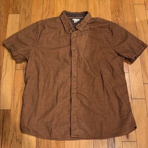 Carbon 2 Cobalt | Mens Cotton Textured Shirt | Button Down | Rust Brown size XL